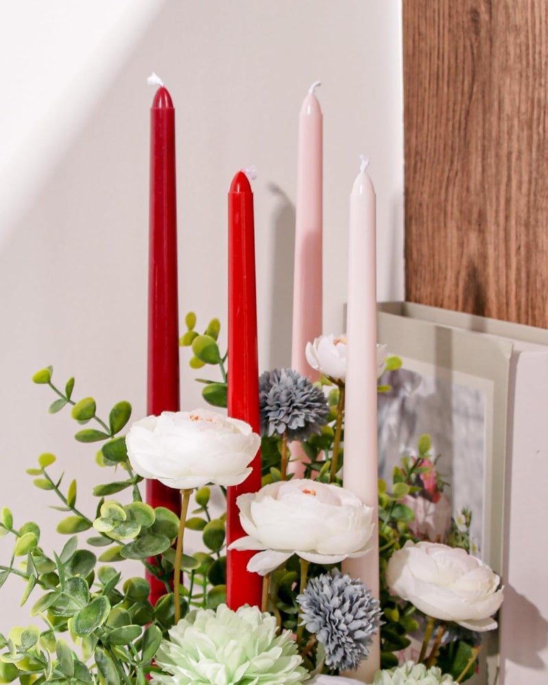 Viyffo 12 Inch Red Taper Candles 4 Pack Unscented Smokeless Long Tall Tapered Candles for Candlesticks Sticks Wedding Home Decor Dinner - Image 4